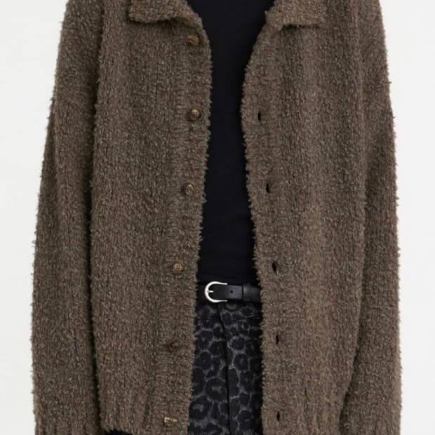 유스 youth 브러시드 니트 카라 니트 가디건 브라운