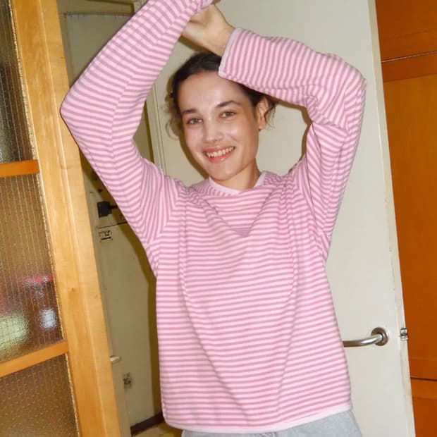 페스토 스트라이프 후드 탑 로즈