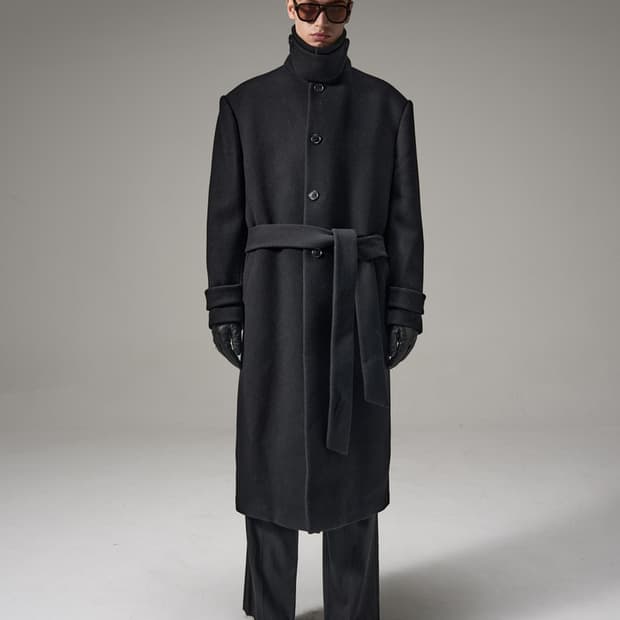 [L] 노이스 오버사이즈 벨티드 울 발마칸 - 블랙 새상품