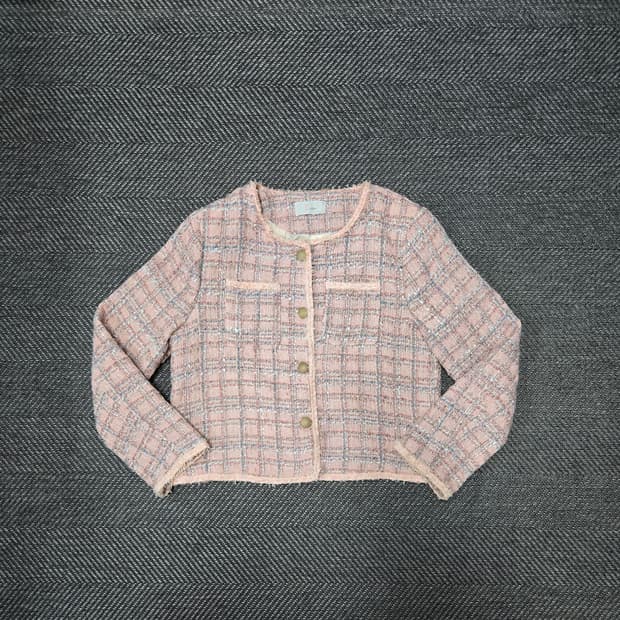 지고트 JIGOTT 핑크 트위드 자켓 크롭 자켓