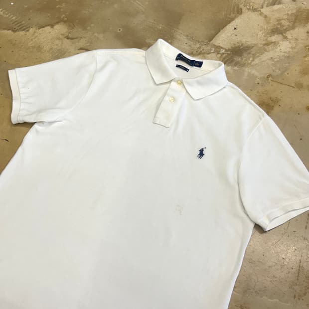 L 폴로랄프로렌 슬림핏 화이트 카라 반팔 티셔츠