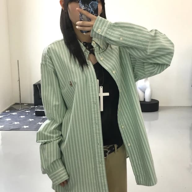폴로 랄프로렌 스트라이프 민트 셔츠