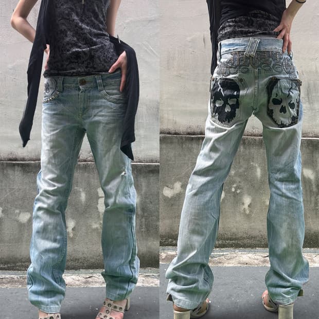 RedPepper Skull Printing Denim Pants