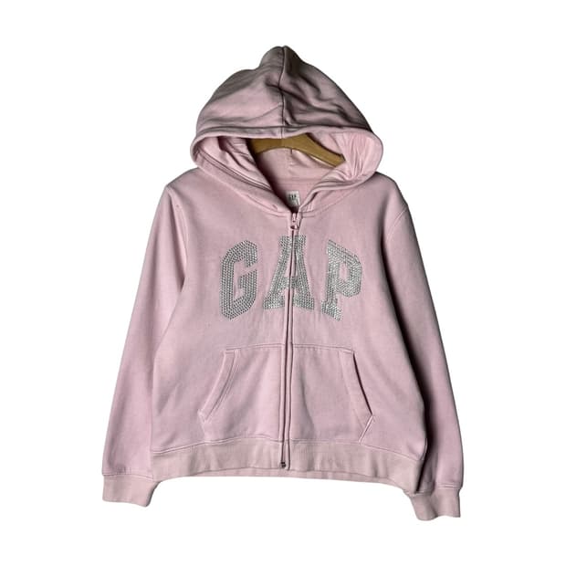 [Gap] 갭 실버자수 연핑크 후드집업