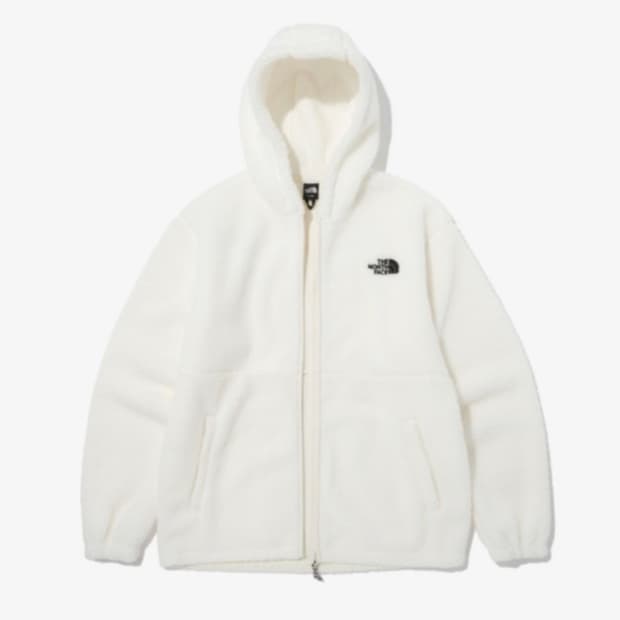 노스페이스 아이보리 뽀글이 후드집업