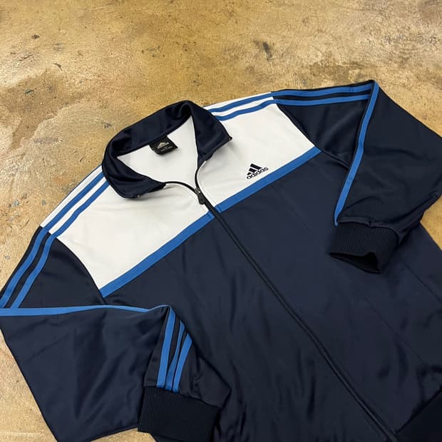 아디다스 대만 네이비 블루 화이트 배색 져지 트랙탑  105