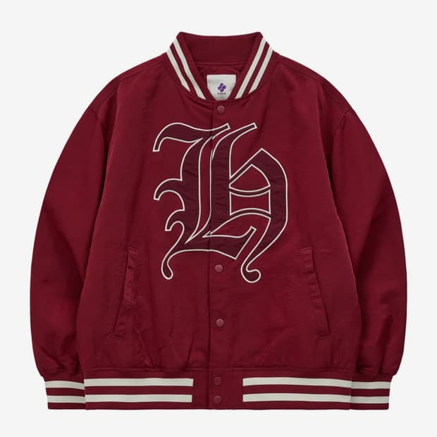 후드후드 H 베이스볼 자켓 버건디
