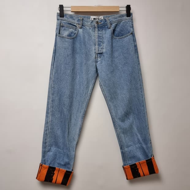 로에베 9부 롤업 청바지 38