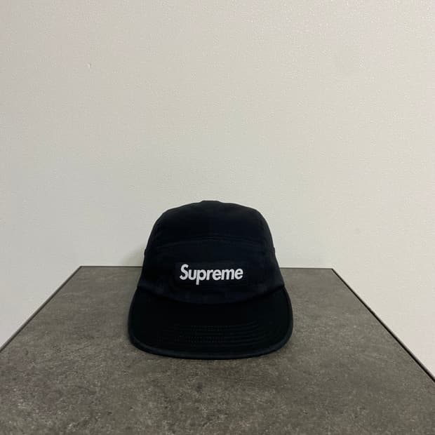 슈프림 캠프캡 모자 워시드 블랙 박스로고