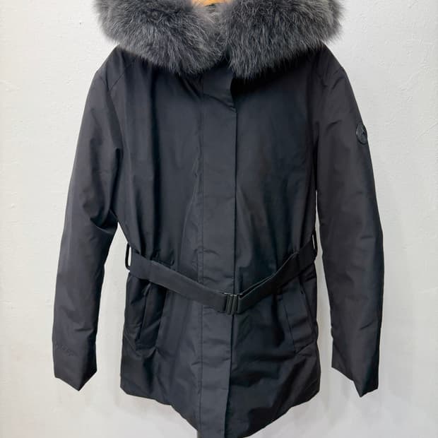 정품) 네파 여성 블랙  벨트 후드 구스패딩 95