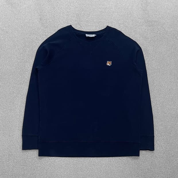 메종키츠네 폭스 헤드 크루넥 맨투맨 네이비