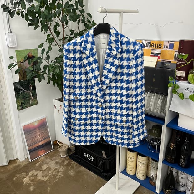 산드로 우먼 하운드투스 트위드 자켓 38