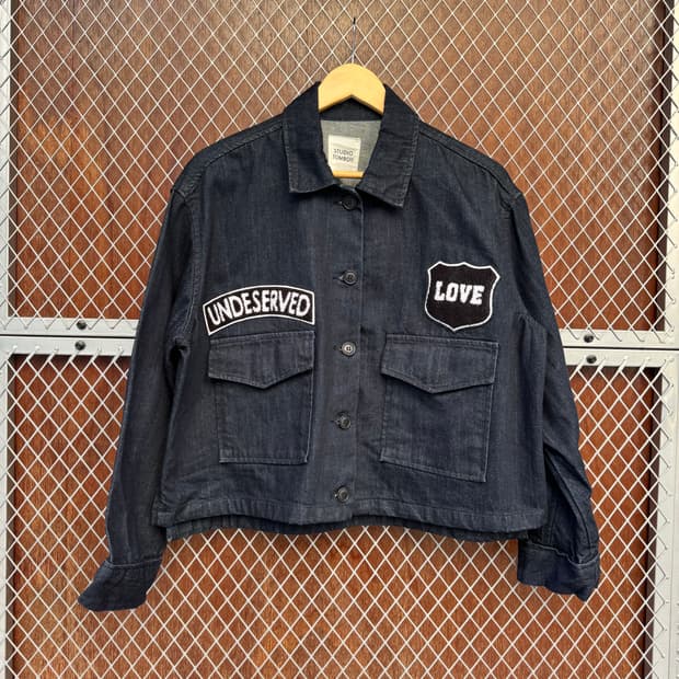 스튜디오 톰보이 생지 데님 와펜 포켓 패치 워크 자켓 F