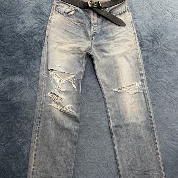 발렌시아가 인티그레이티드 벨트 데님 팬츠 L