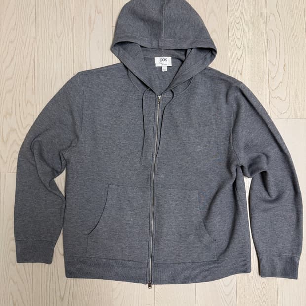 COS 릴렉스드핏 그레이 후드 집업 L