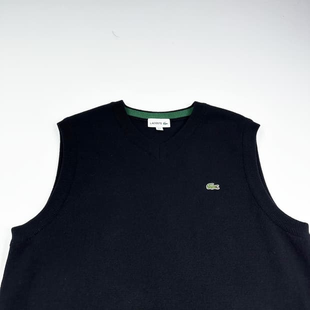 라코스테 크록 블랙 니트 조끼 베스트 (XL)
