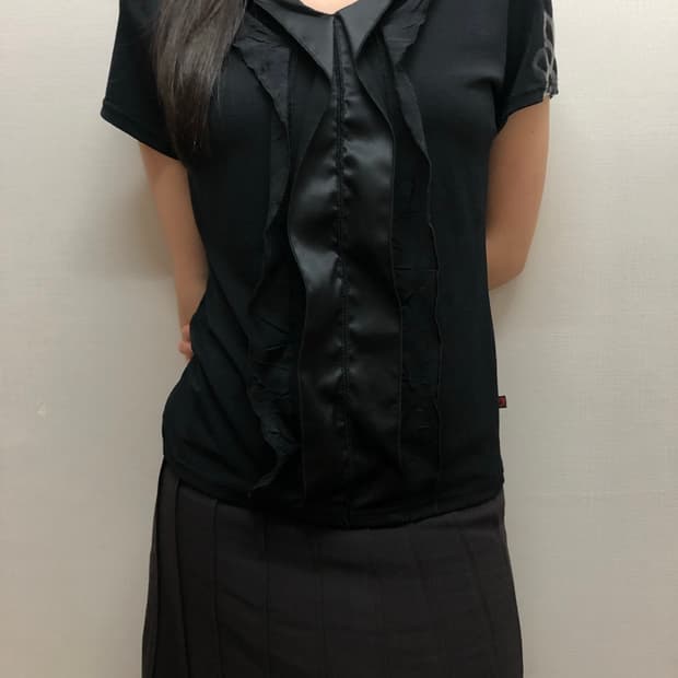 빈티지 블랙 프릴 탑