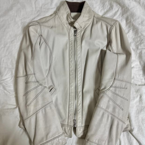 재패니즈 빈티지 절개 스티치 레더 자켓