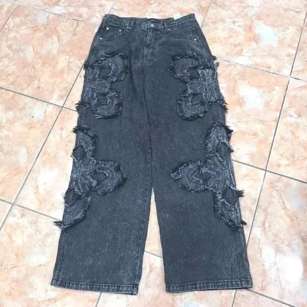 써저리 클로버 로고 패치 데님팬츠 