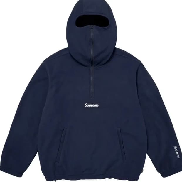슈프림 폴라텍 페이스마스크 하프 집 후드 스웨트셔츠 네이비