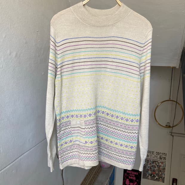 모리걸 울 패턴 니트