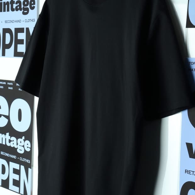 (XL-2XL) 엘무드 반팔 티셔츠 무지 박시 블랙-7AFE