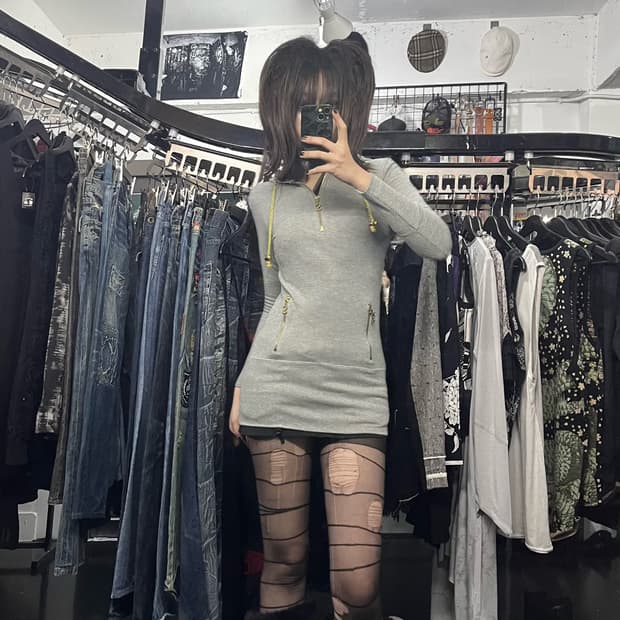 고양이 귀 슬림핏 후드 원피스