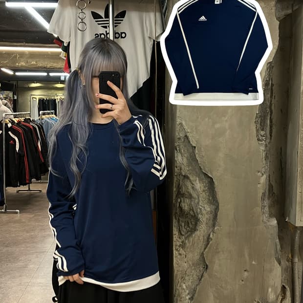 아디다스 긴팔 티셔츠 네이비 105 #csz2416