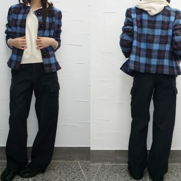 Blue check tweed jacket