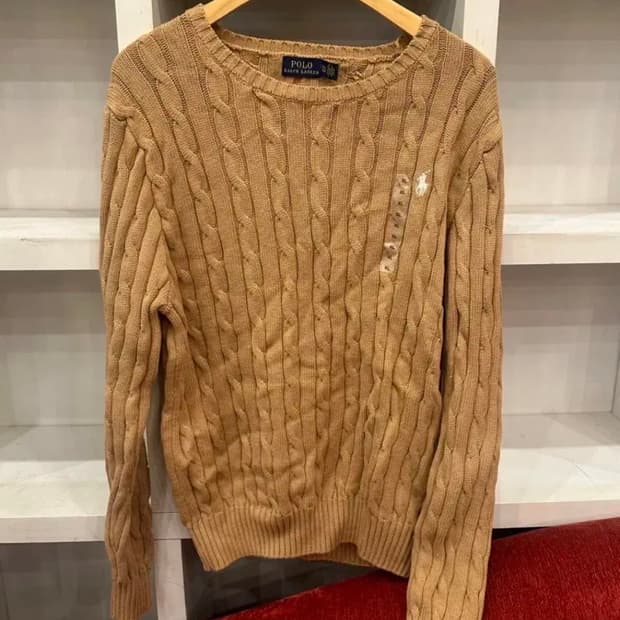 폴로 케이블니트 라운드넥 XL