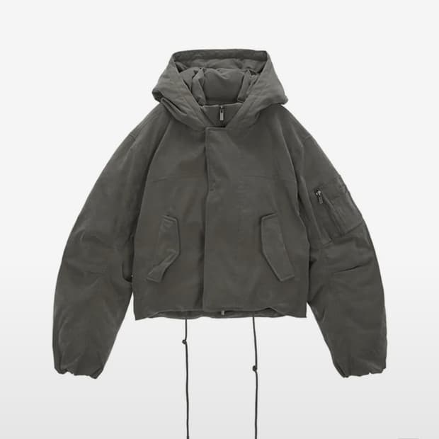 마뗑킴 LAYERED HOODY BOMBER DOWN JUMPER 