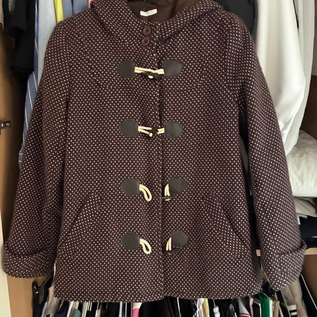 일본빈티지 브라운 도트 떡볶이 코트