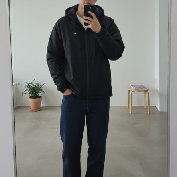 [M]<타미 힐피거> 후드 블랙점퍼