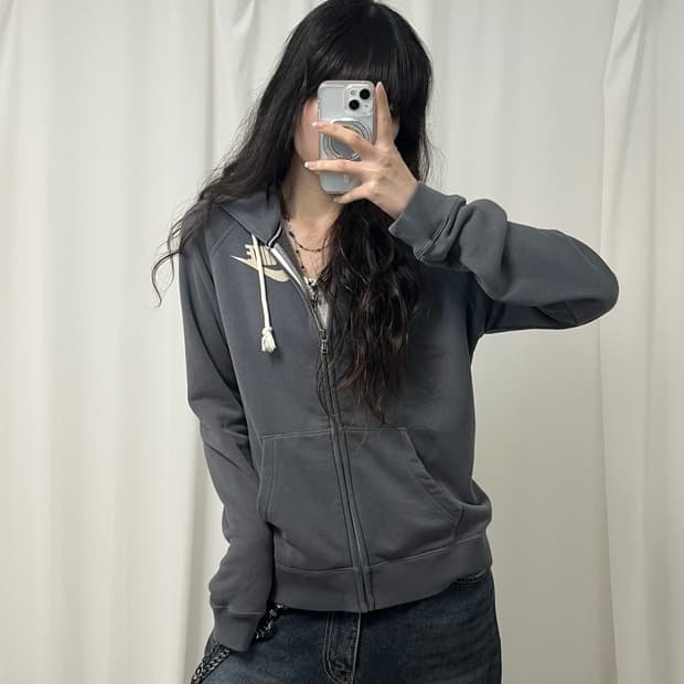 Nike charcoal hood zip-up