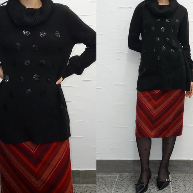 black beads polo knit