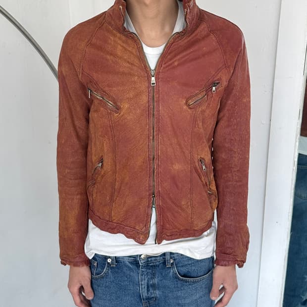 조르지오 브라토 4 zip 바이커 레더 자켓