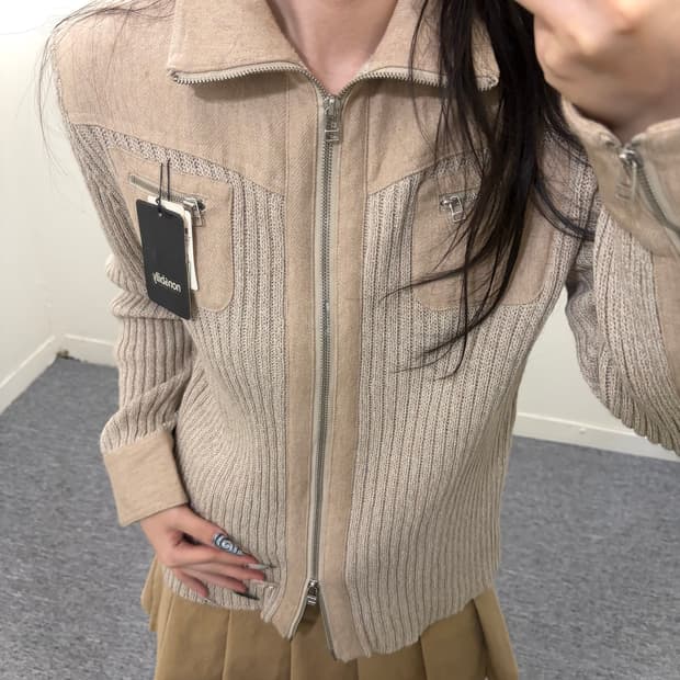 톤온톤 지퍼 디테일 골지 지퍼 자켓