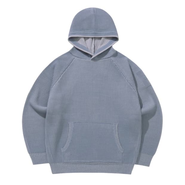 산산기어 후드 니트 스카이 블루 23FW 2사이즈