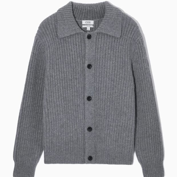 코스 리브드 알파카 블렌드 가디건 그레이 멜란지