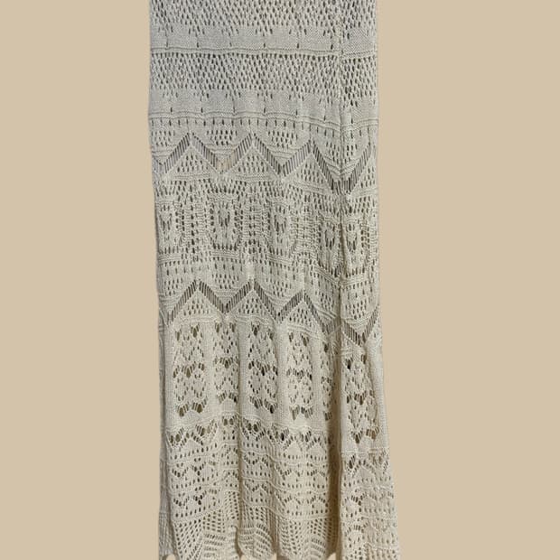 빈티지 아이보리 크로쉐 니트 스커트