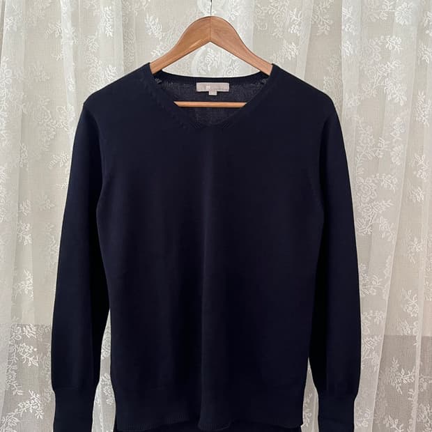 95) 빈폴 코튼 브이넥 니트 네이비