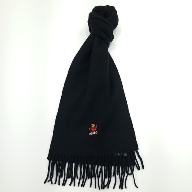 MX295 폴로 랄프로렌 블랙 폴로베어 램스울 목도리 머플러