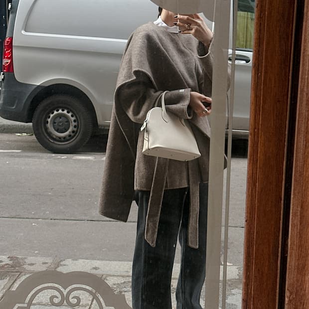 숄 울100 숏코트 베이지F