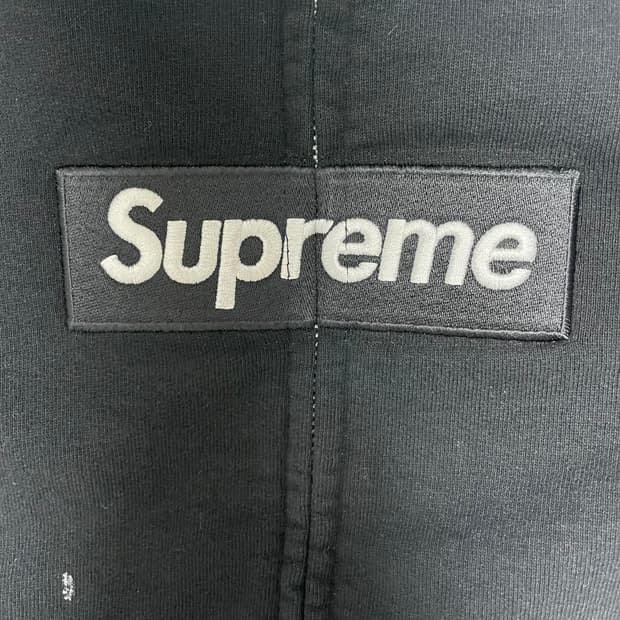 슈프림 x MM6 메종 마르지엘라 박스로고 집업 후드 스웨트셔츠 블랙