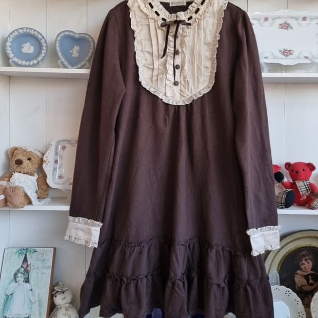 axes femme(악시즈팜므) 초코 크림 프릴 레이스 원피스