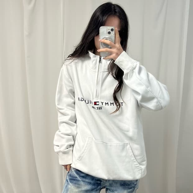 Tommy Hilfiger White Half-zip Sweatshirt