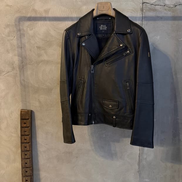 맨온더분 램스킨 레더 라이더 자켓 슬림100