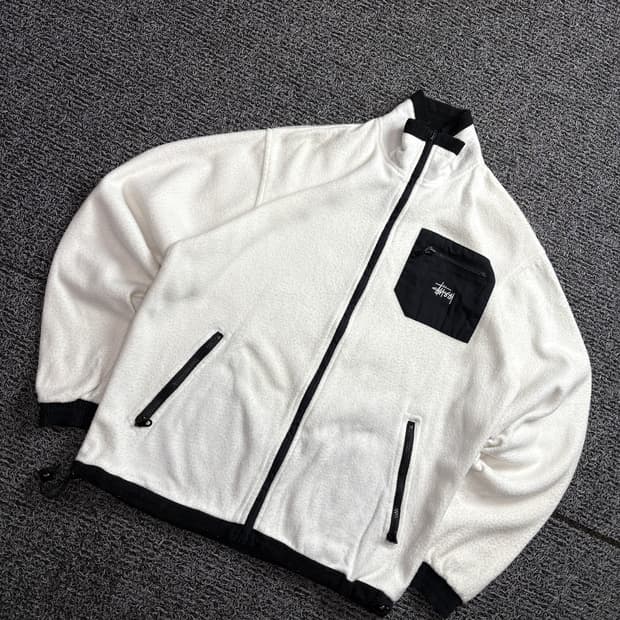 00s 스투시 올드스쿨 쉐르파 플리스 자켓 네추럴 2245