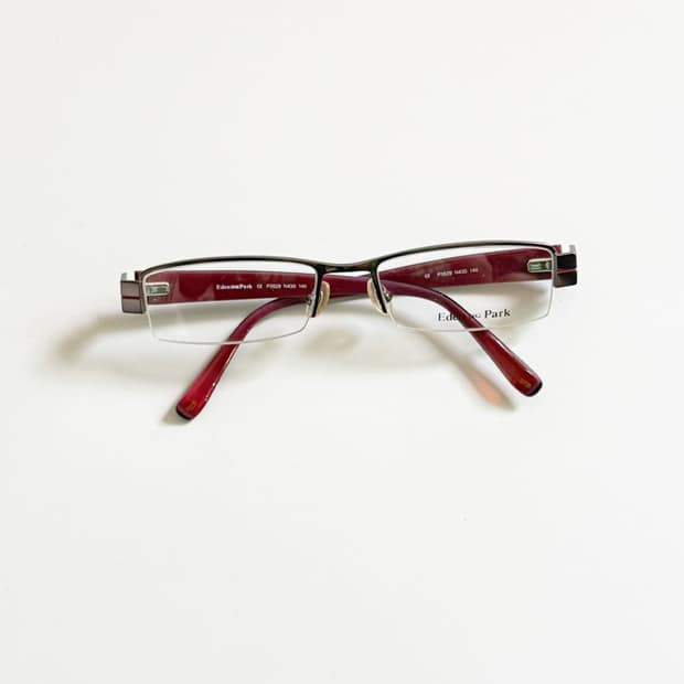 90s EDEN PARK 스퀘어 건메탈 반무테 빈티지 안경