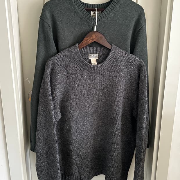 엘엘빈 그레이 크루넥 헤비 울 니트